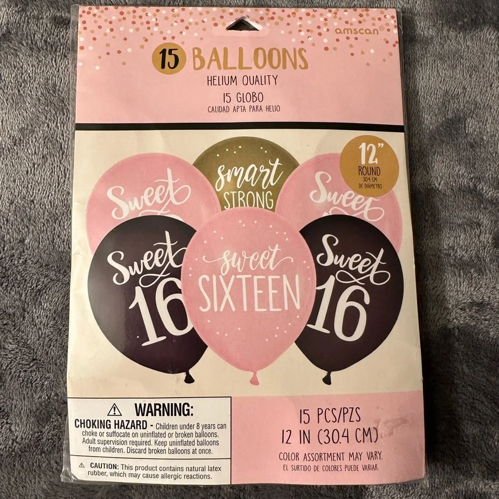 Sweet 16 Party Balloons Confetti Latex Birthday Decorations Pink Black Gold
